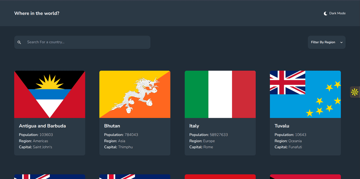 REST Countries API preview